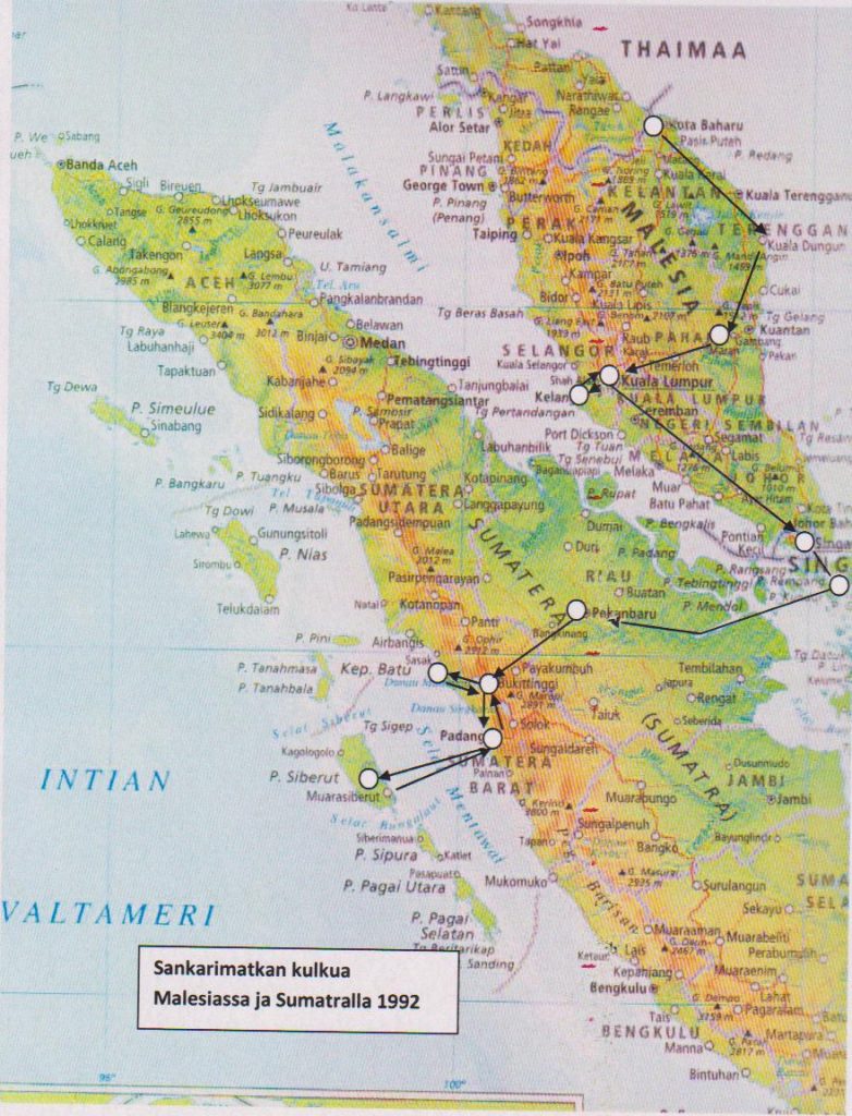 Sankarimatkan kartta Malesia ja Sumatra 1992 by Vaula Norrena