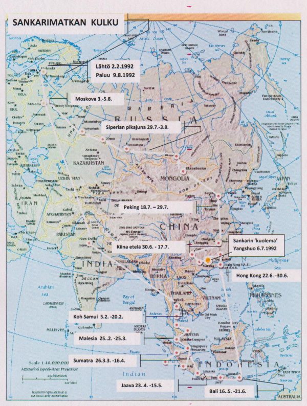 Sankarimatkan kartta ja aikataulu 1992 by Vaula Norrena